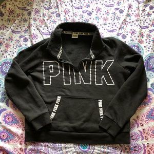 VS PINK black and white logo quarter zip